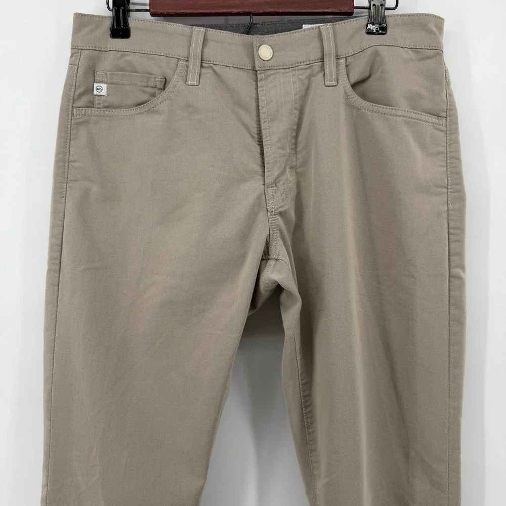 AG Everett Slim Straight Pants Mens 33 Khaki Tan Italian Fabric 5-Pocket Pant